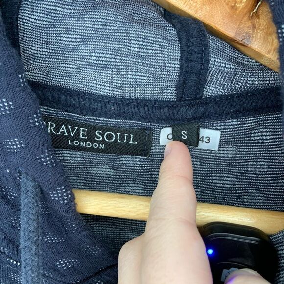 Thick Navy Blue Textured Hoodie - Picture 3 of 5